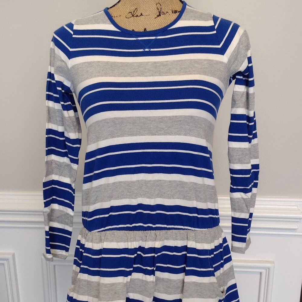 Girl's Land's End Blue Striped Cotton Dress. Nice Condition , Size 10-12